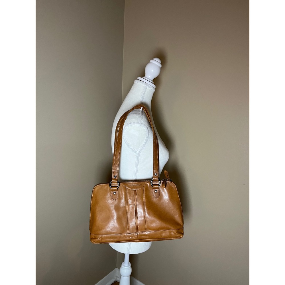 Spikes & Sparrow Brown Leather Shoulder Bag Satchel Handbag Cognac Multi-Pocket